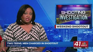 Two teens, men charged in Milledgeville shootout