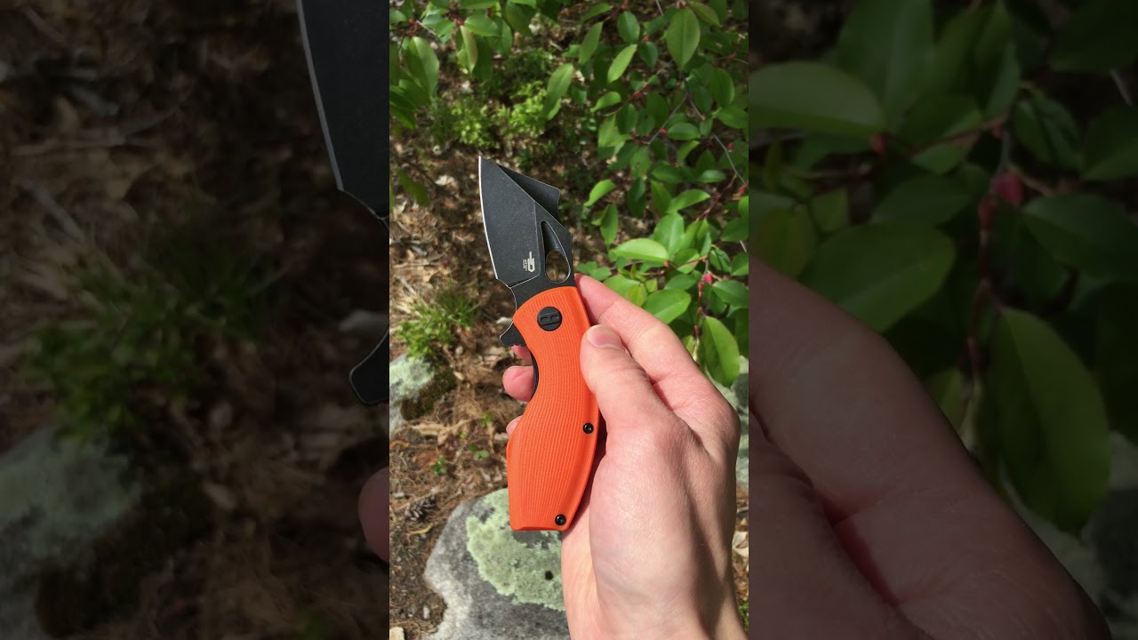 Bestech Lizard Folding Knife Orange G10 Handle D2 Plain Edge Black