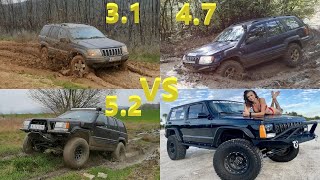 Jeep Grand Cherokee Off road Power!!! 3.1 vs 4.7 vs 5.2