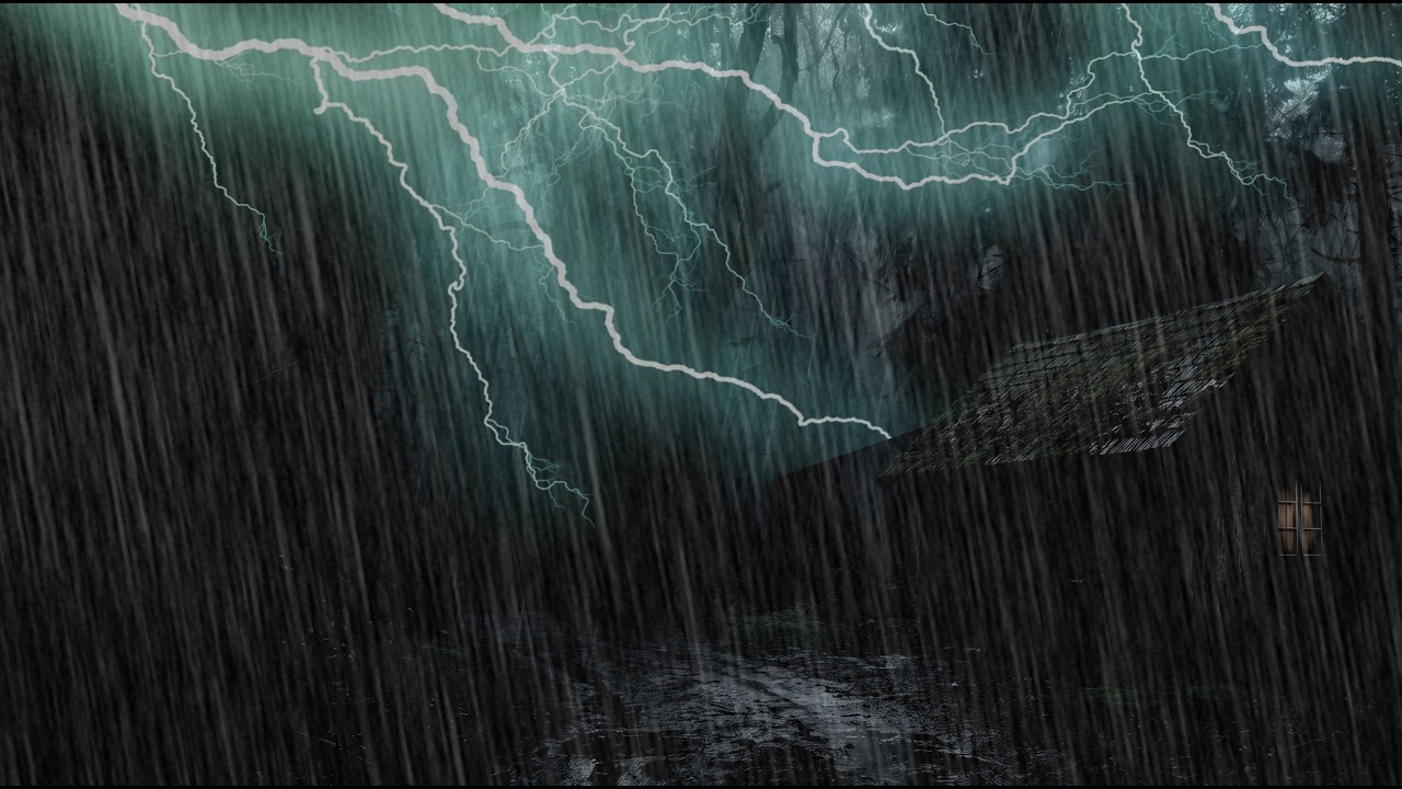 Dark Rainy Forest Night Heavy Thunderstorm Sounds for Instant Sleep and ...