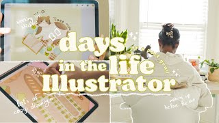 Illustrator Days in the Life ✏️🌸 cozy drawing, morning routine, sticker ideas