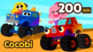 Mix - Lagu Monster Truck & Mobil Untuk Anak | Buldoser T-rex dan Lainnya!🦖🚚 Cocobi