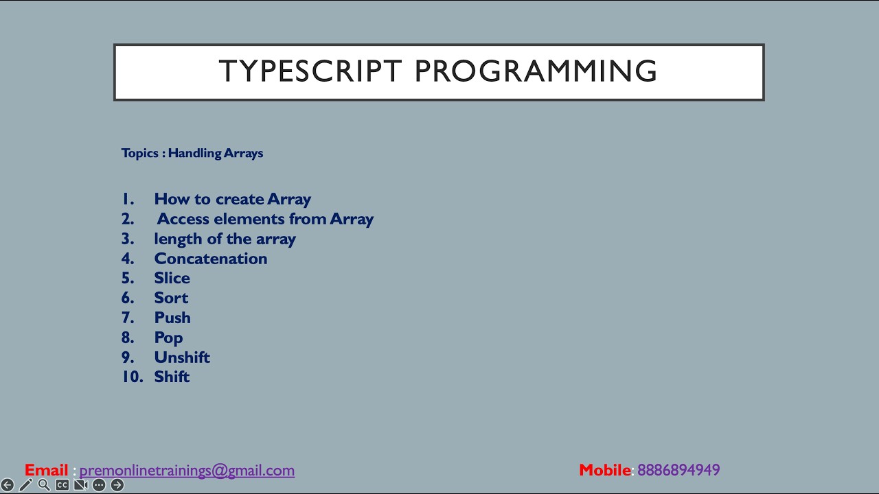 TYPESCRIPT PROGRAMMING(ARRAYS - PART1) 8886894949 - YouTube