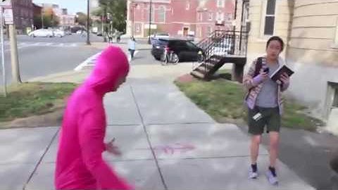 Pink guy "why did you leave me"