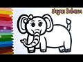Belajar Menggambar &amp; Mewarnai Binatang Gajah Anak Paud TK Crayon Titi