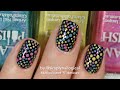 Multi-coloured &#39;X&#39; dotticure nail art