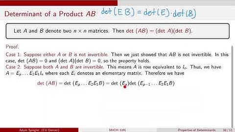 MATH 3191: det(AB) = det(A)det(B)