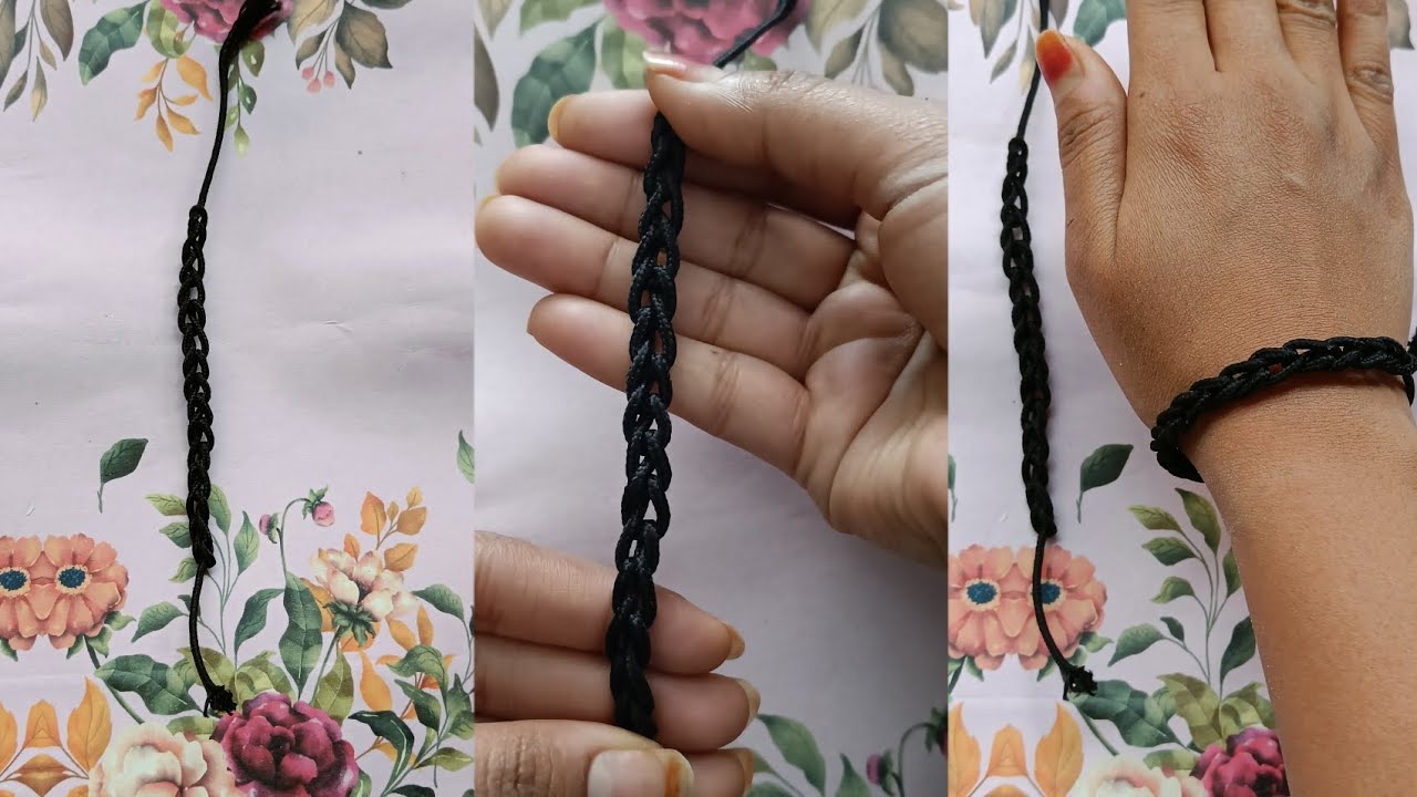 how to make black thread bracelet | handmade black thread bracelet ...