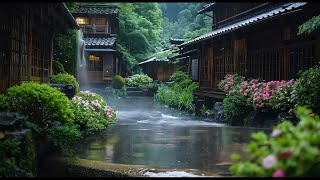 Peaceful Japanese Garden Rain: Gentle Rain Sounds and Piano Music for Serenity and Relaxation🌺🎶
