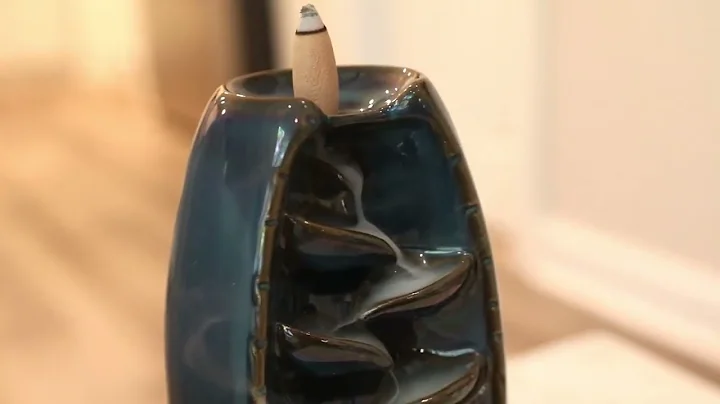 SPACEKEEPER Ceramic Backflow Incense Burner for Meditation Waterfall Incense Holder for Yoga