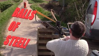 Anti tank slingshot with 40mm steel bbs