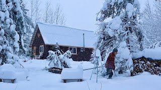 Snowed In Winter Snowstorm Hits Our Simple Off Grid Cabin Warm And Cozy