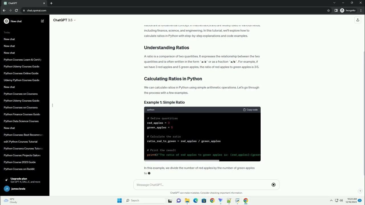 calculate ratio in python - YouTube