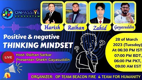 #ONPASSIVE   Special session PERSONALITY DEVELOPMENT  Topic- Positive & negative thinking mindset…