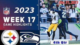 Pittsburgh Steelers vs  Seattle Seahawks Week 17 FINAL FULL GAME  | NFL Highlights Today 12\/31\/23