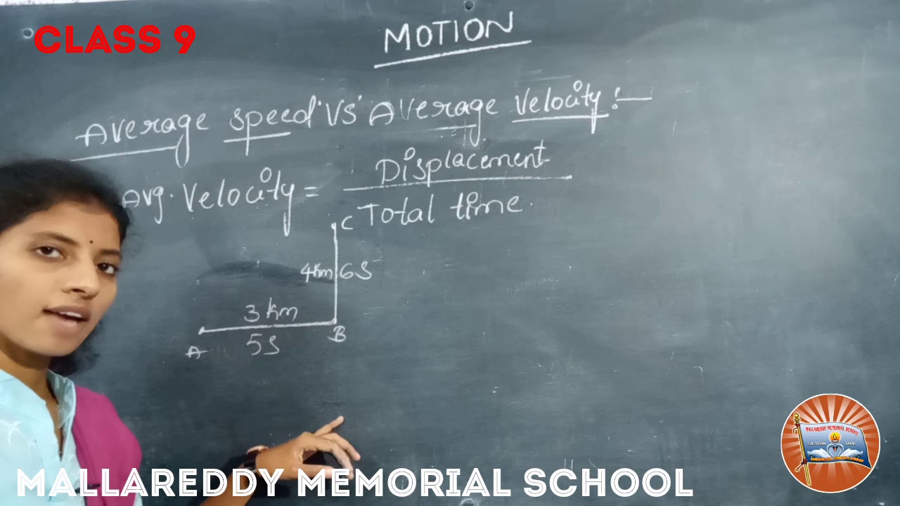 Class 9, physical science,ch-2,MOTION,part-3,(average speed vs average velocity) - YouTube