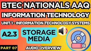 BTEC Nationals IT AAQ | Unit 1 IT | Systems | "A2.3 STORAGE MEDIA" | P07 | Audio Overview