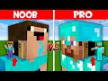 Minecraft NOOB vs PRO: NOOB FOUND WHAT VILLAGER HIDE IN NOOB HEAD BLOCK BASE !(Animation)