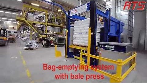 Bag cutting and opening with bale press