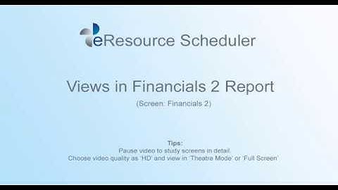 Views in Financials 2 Report – eRS Project Resource Management