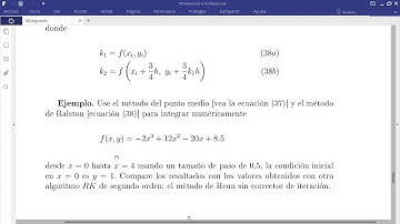 Ejemplos de los Métodos de Runge Kutta de segundo orden