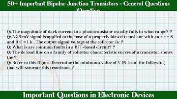 MCQ Questions Bipolar Junction Transistors - General Questions with Answers