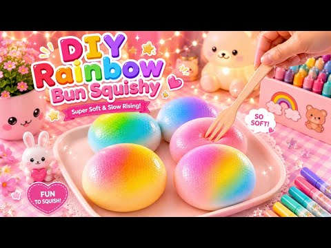 How to Make Viral Rainbow Bread Squishy / Paper craft / Easy craft ideas / art and craft