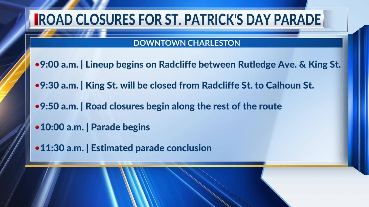 Road closures set for Charleston's Saint Patrick's Day Parade - YouTube