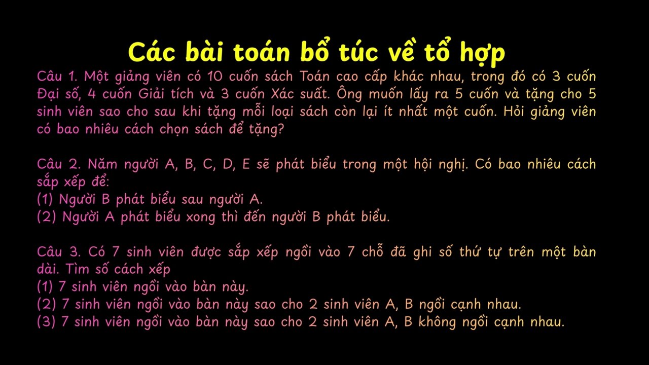 Các bài toán bổ túc về tổ hợp - Phần 1