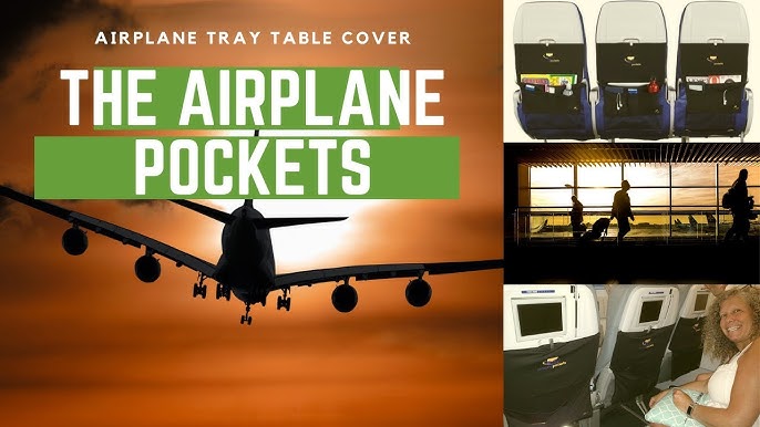 Airplane Pockets Tray Table Cover with Four Expandable Pockets