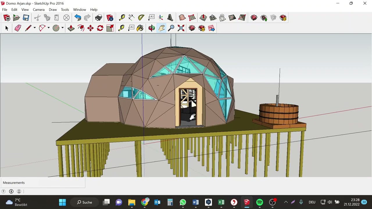 Sketchup 3d geodesic dome model | Glamping | 67 square meters | Model your floor plan in one day