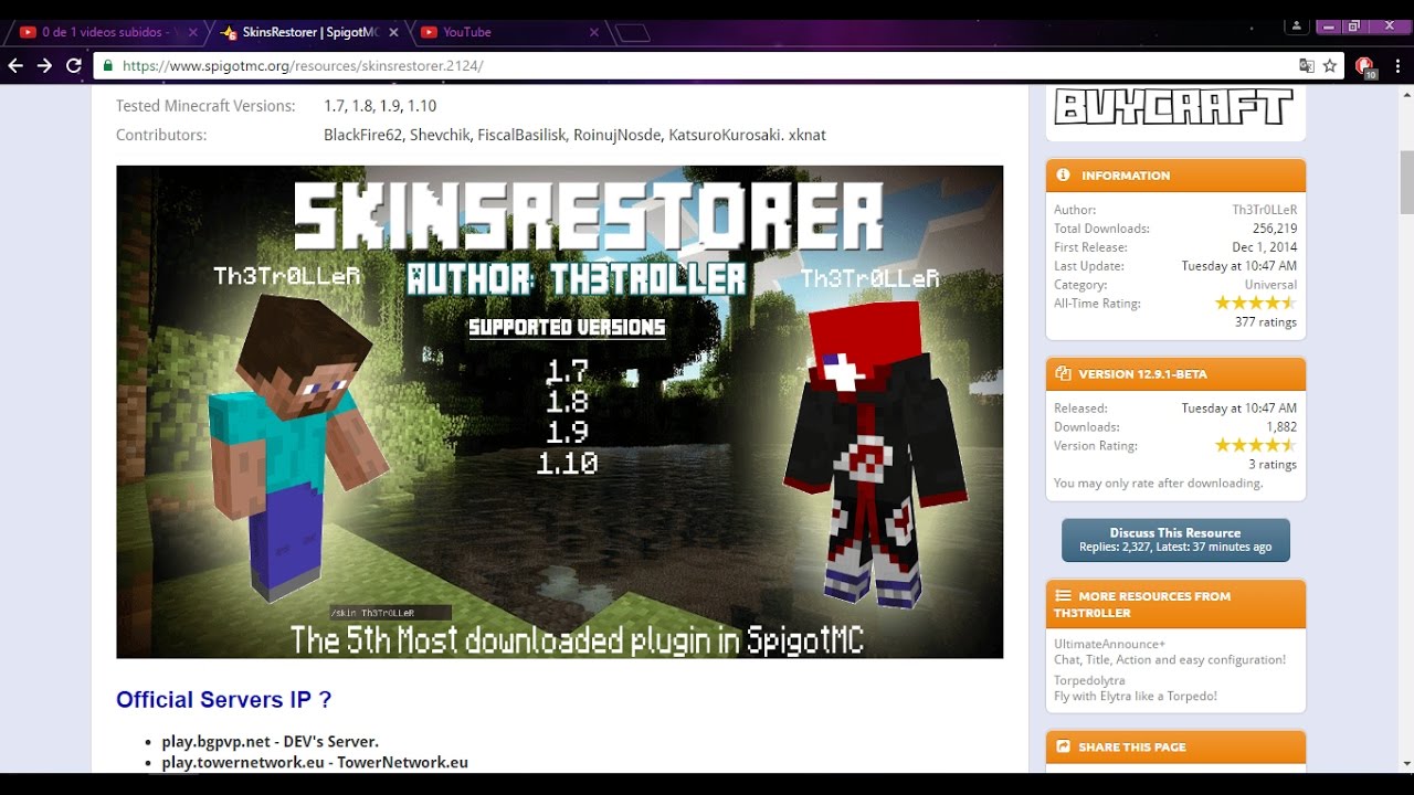 [TUTORIAL] SkinsRestorer -CAMBIARSE LA SKIN EN SERVIDORES MINECRAFT ...