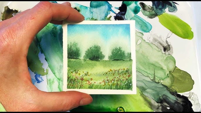 4 simple and elegant watercolor postcards - tutorial for beginners