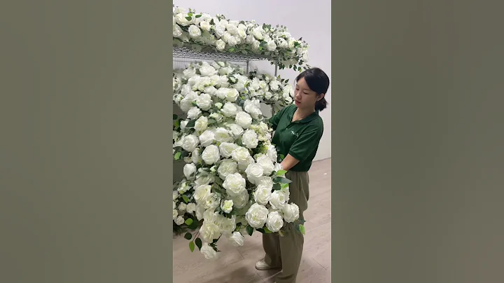 White Rose Green Leaves Flower Row Runner Outdoor Wedding Backdrop  #wedding #diywedding #backdrop