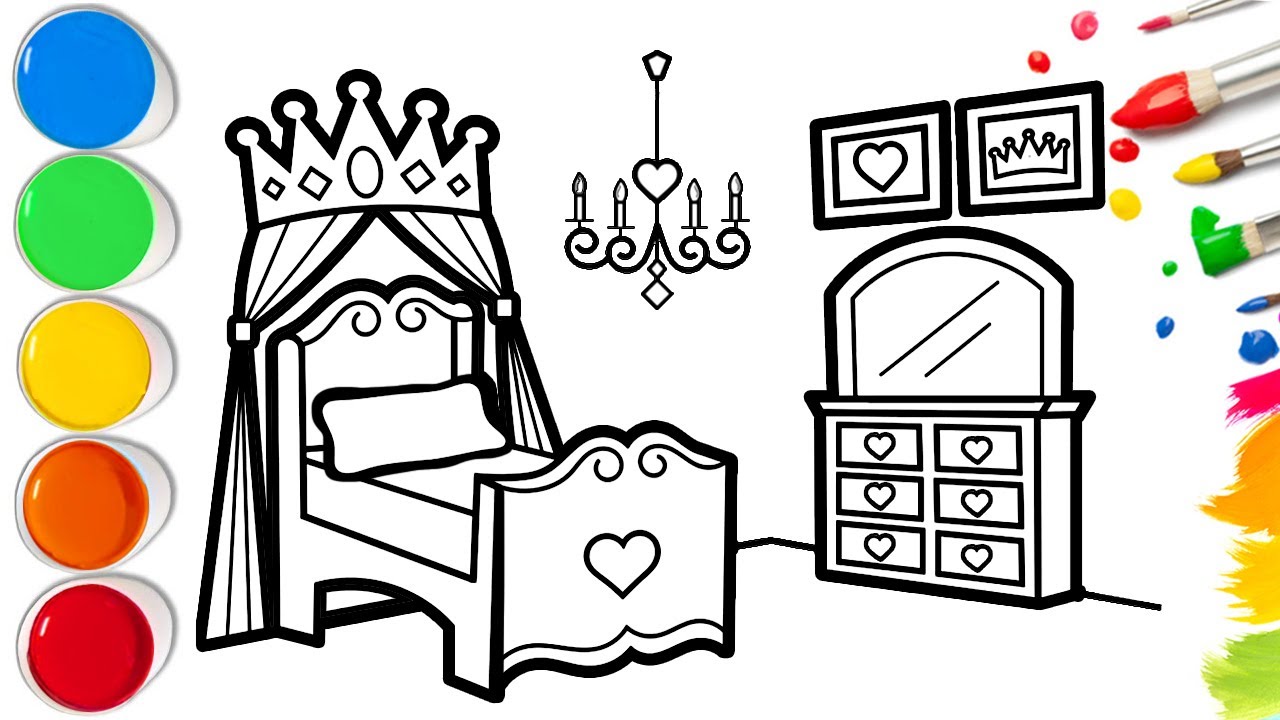 How To Draw a Beautiful Princess Bedroom | Easy Step By Step Tutorial ...