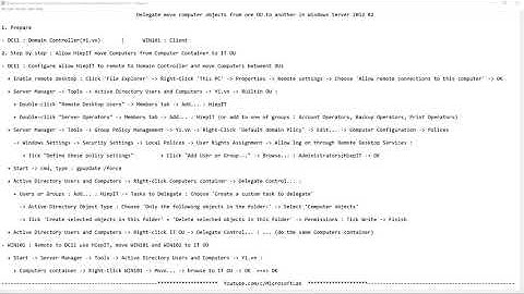 Delegate move computer objects from one OU to another in Windows Server 2012 R2