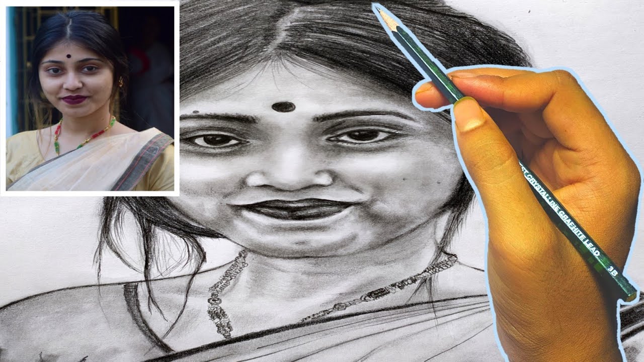A Portrait Sketching TimeLapse (VERY EASY)Girl Portrait Drawing By