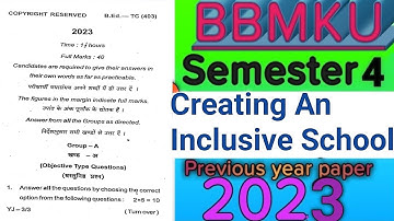 Creating An Inclusive School // Bbmku B.ed Semester 4 Question Paper 2023// Paper 12 // MCQ