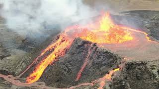 Drone video of Iceland Geldingadalir Volcano  Today 21 august  2021