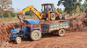 JCB 3DX Loading Sand to a Eicher 380 Tractor fully Loaded by JCB Machine | Jcb Vs Tractor Videos