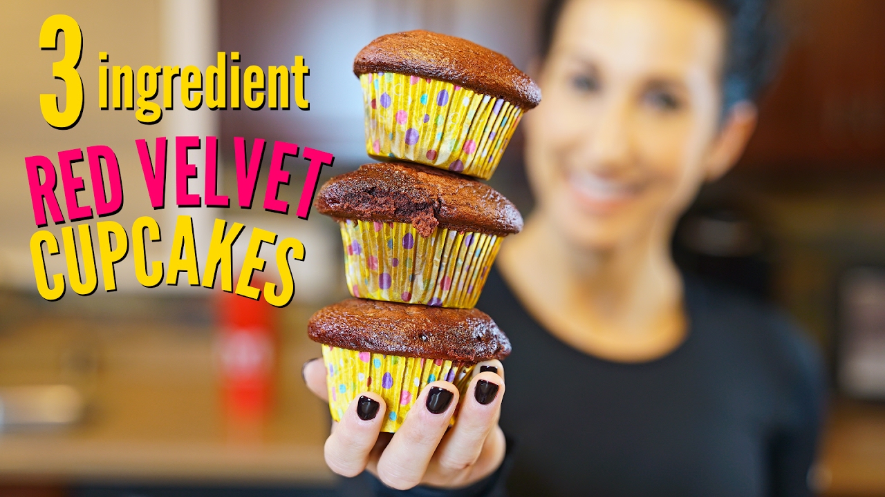 3 Ingredient Red Velvet Cupcakes - YouTube