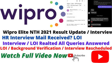 Wipro Result Update | Elite NTH 2021 Hiring Update | HR Interview Schedule | LOI Received Mail| #job