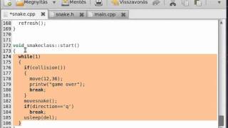 Ncurses and C++ 6 - snake game (part 6) - example program 3 (for Linux!)