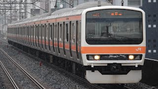 武蔵野線209系500番台M73編成雪の中走る　2024.2.5