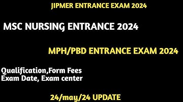 Jipmer Msc nursing MPH Entrance exam 2024 Application form start