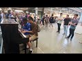 Incredible boogie woogie piano jam with three duets at st pancras station