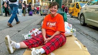 Disabled Homeless Woman Sleeps on the Streets of New York City