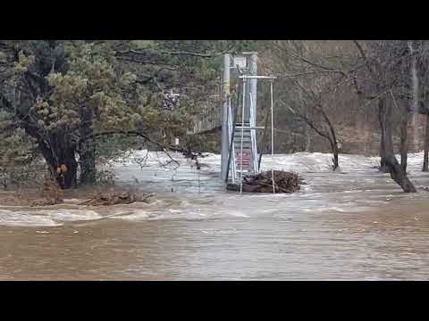 The footbridge to access Oak Creek Cliffs Drive in Sedona is flooded out on Wednesday, March 22