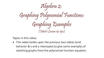 Alg2 M1 L14 and 15c Graphing Polynomial Functions Equation to Graph Examples