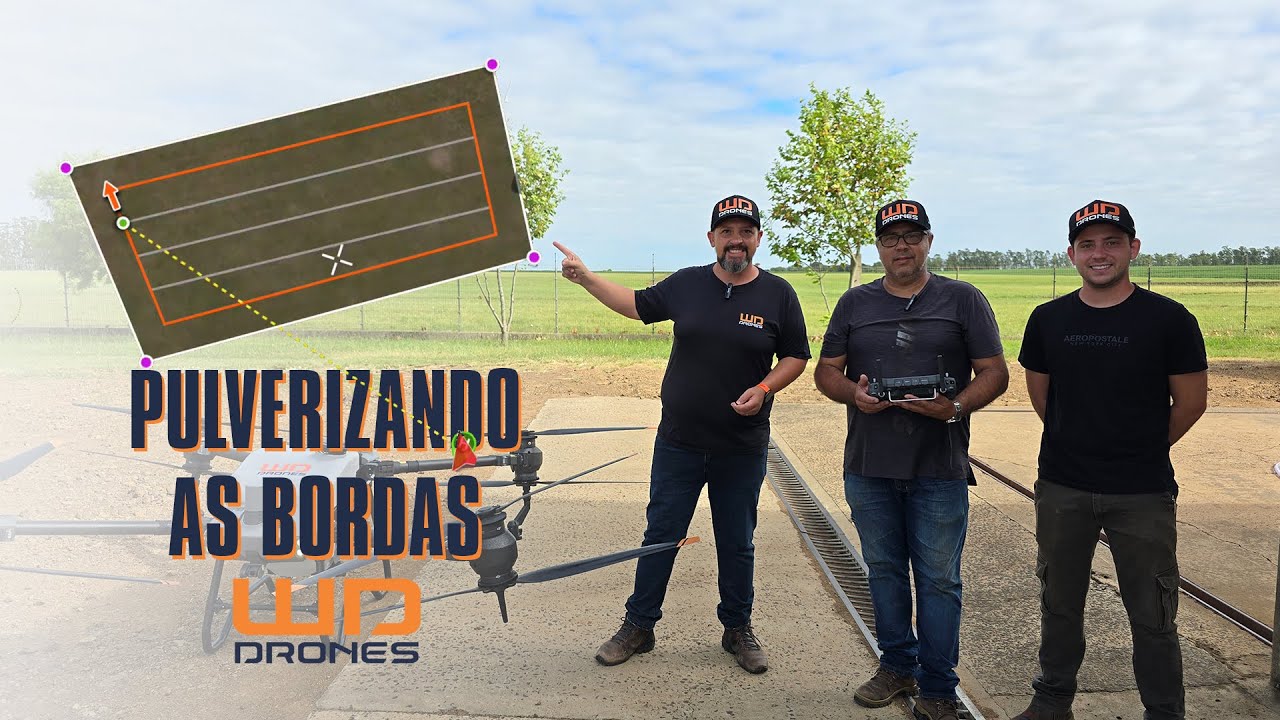Configurando um drone DJI para pulverizar com o recurso de bordadura ativado durante entrega técnica